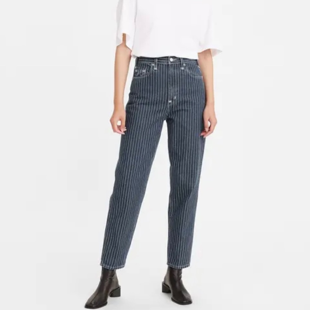 Levi’s Red Label High Waist Loose Tapered Jeans In Change Stripes NWT 23x29